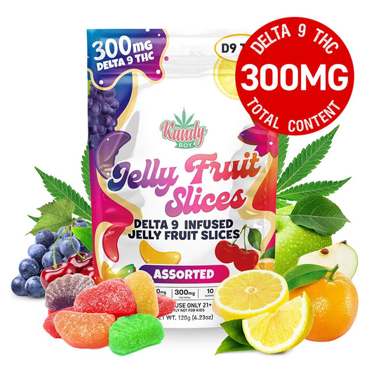 Delta 9 THC Jelly Fruit Slices | 10-Count | 300mg | Assorted