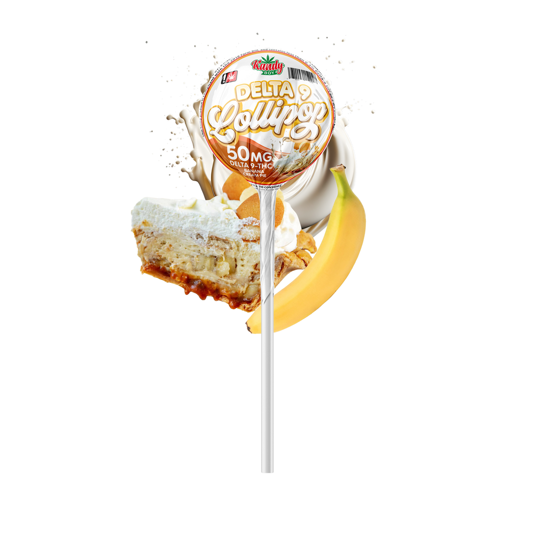 Delta 9 THC Lollipops | 50mg | Banana Cream Pie