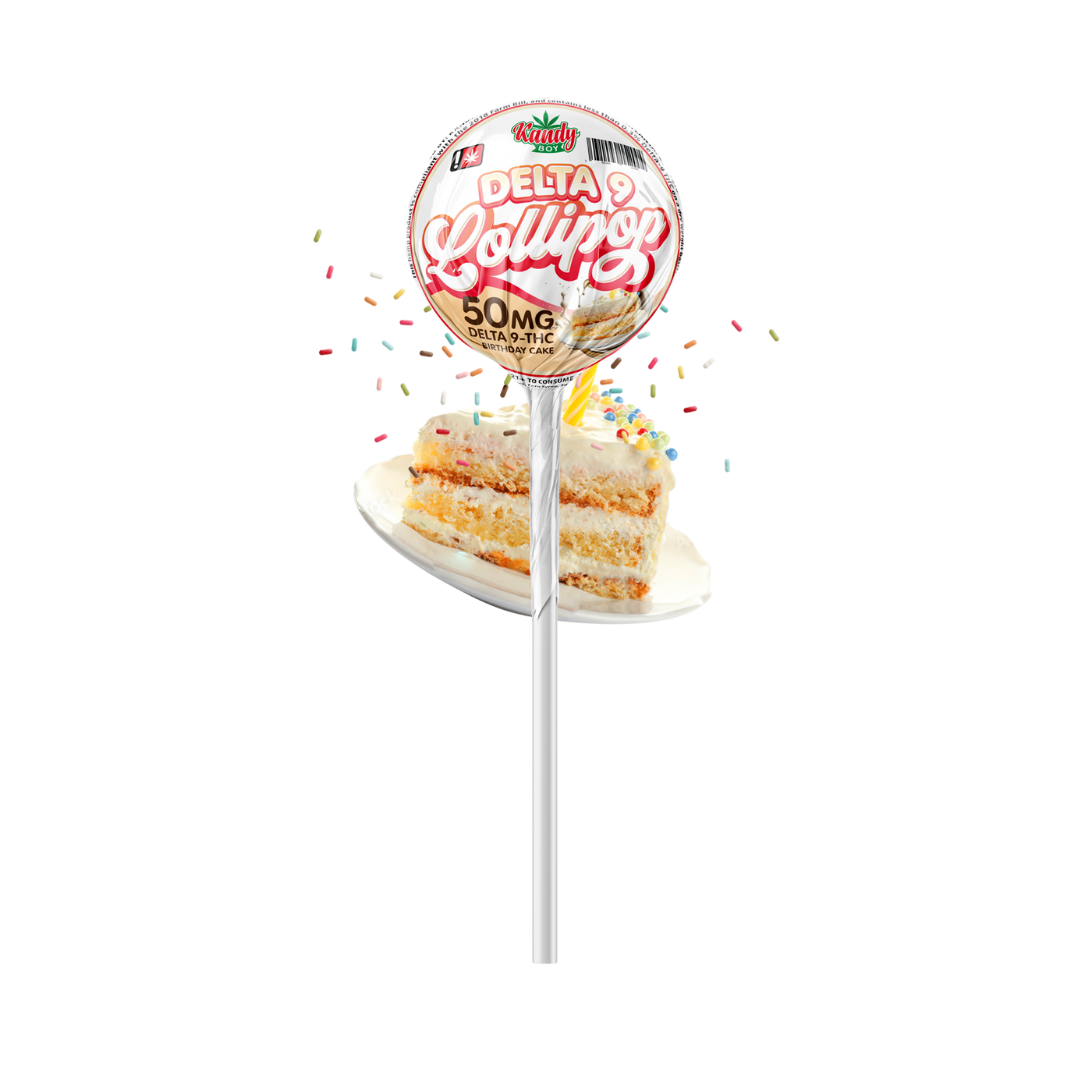 Delta 9 THC Lollipops | 50mg | Birthday Cake