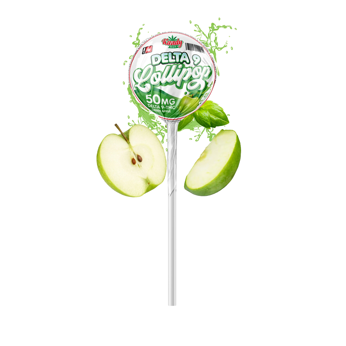 Delta 9 THC Lollipops | 50mg | Green Apple