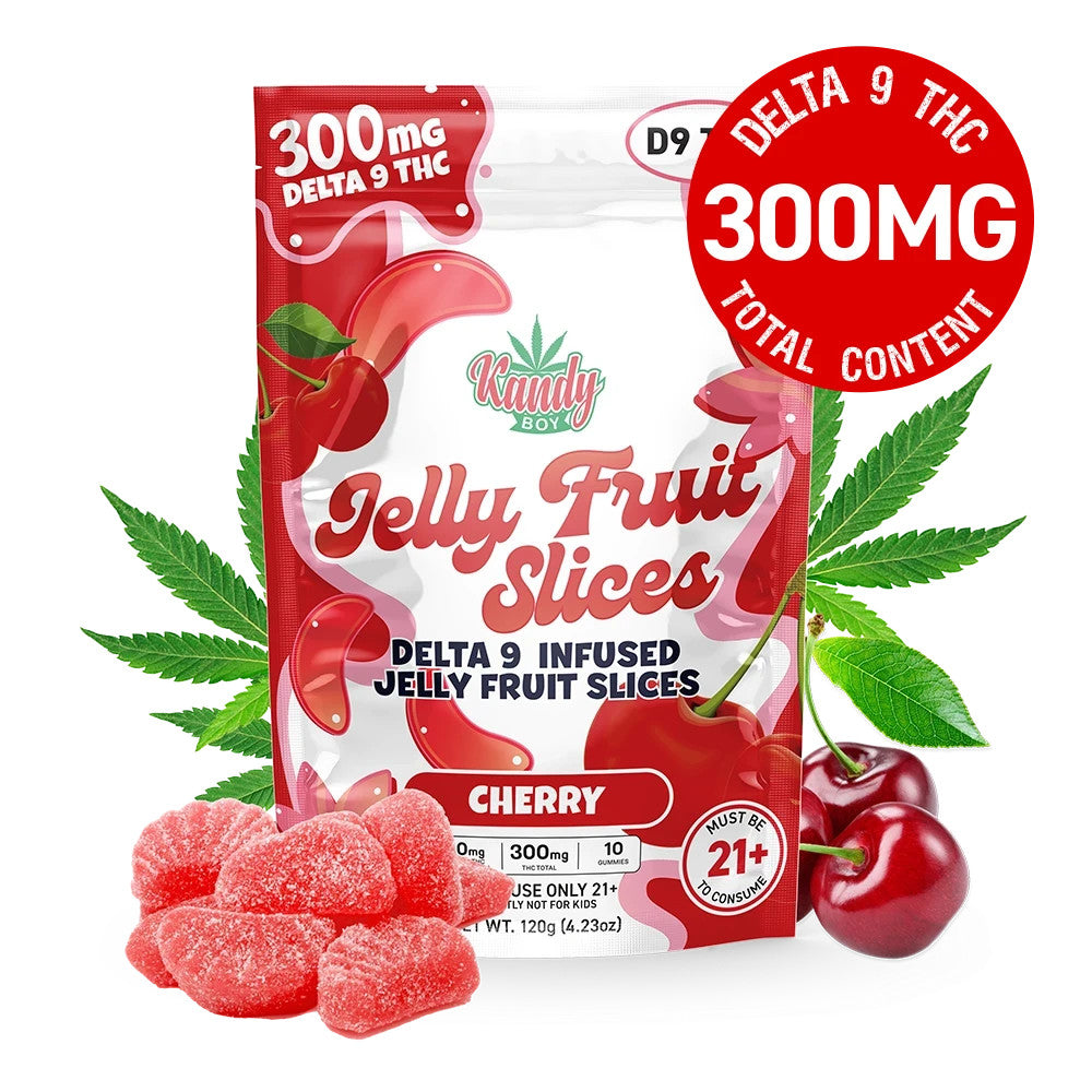 Delta 9 THC Jelly Fruit Slices | 10-Count | 300mg | Cherry