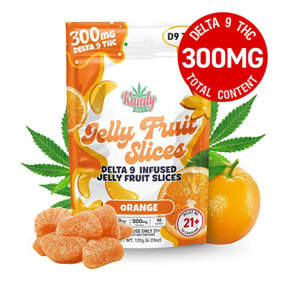 Delta 9 THC Jelly Fruit Slices | 10-Count | 300mg | Orange
