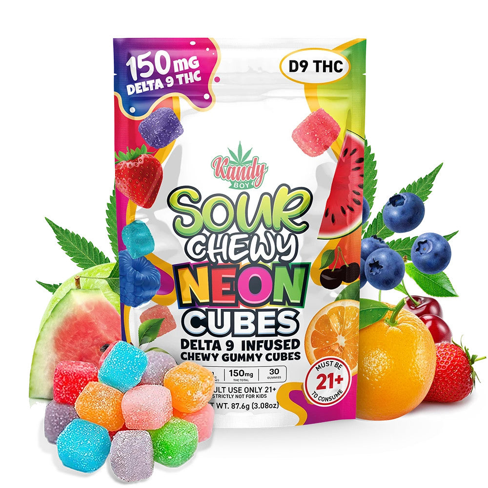 Sour Neon Cubes Delta 9 THC Gummies | 30-Count | 150mg
