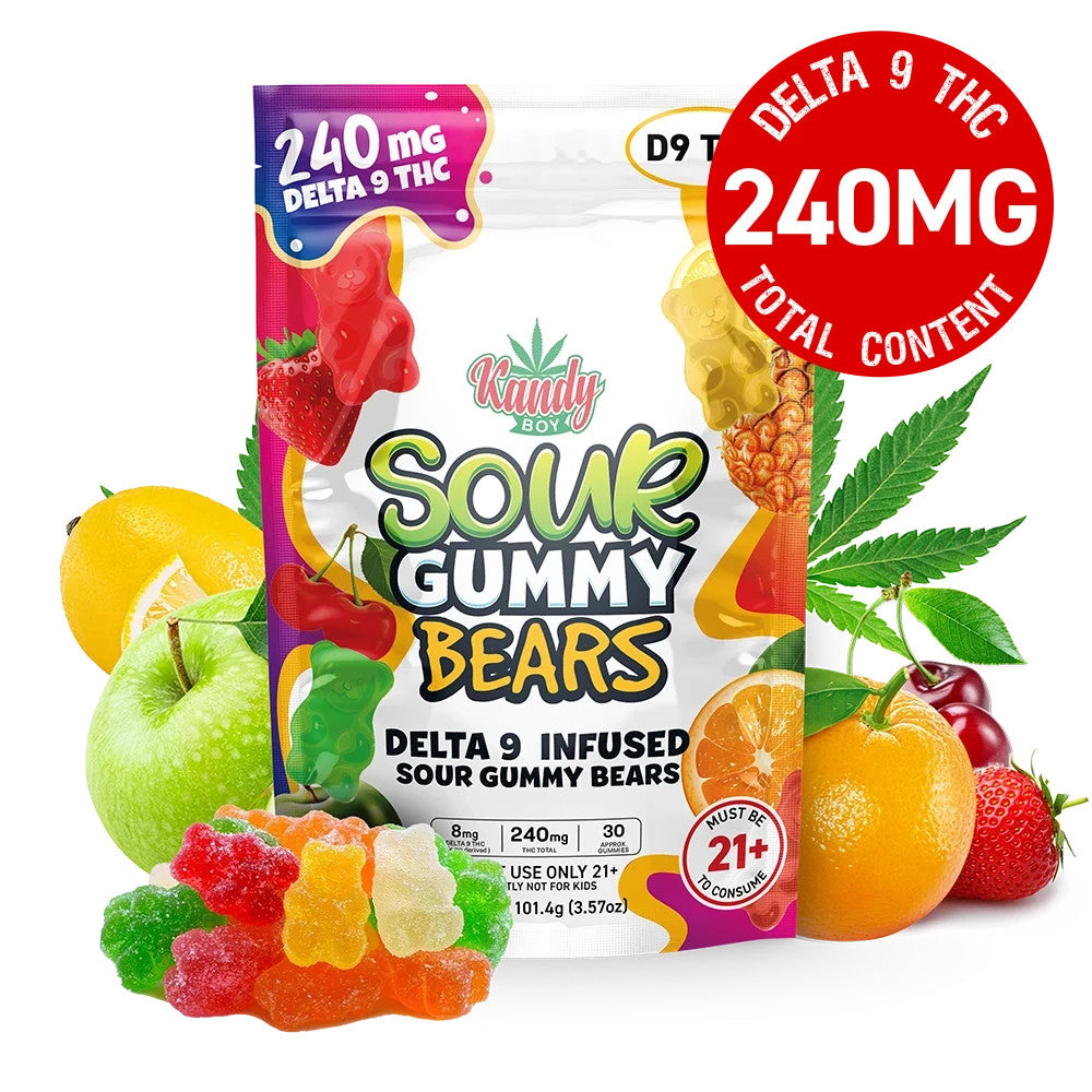 Delta 9 THC Sour Gummy Bears | 30-Count | 240mg