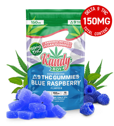 Vegan THC Gummies Blue Raspberry Delta 9 | 10 Count | 150mg